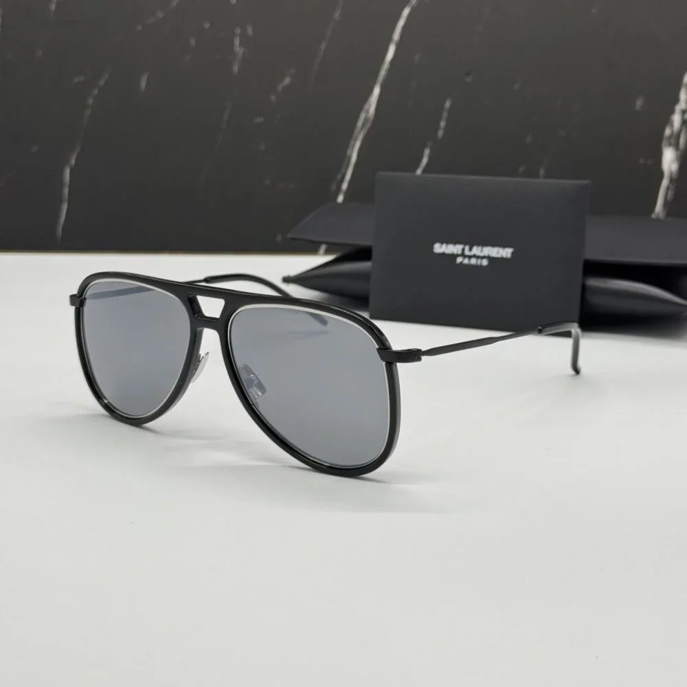 NEW SAINT LAURENT CLASSIC 11 RIM 002 BLACK AVIATOR SUNGLASSES SAINT LAURENT